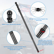 Load image into Gallery viewer, 11FT Flagpole Outside House, Telescoping Outdoor Flag Pole with Tangle Free Spinners (Fit 1.5-1.8 Inch Mount, Flag Pole Only)