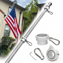 Load image into Gallery viewer, HIBLE Flag Pole 7 Foot Carbon Fiber Flag Pole for House Porch, 1 Inch Silver Flag Pole with Built-in Bearings Spinning Rings, Tangle Free Flag Pole 6 Sections (no Flag and no Bracket)