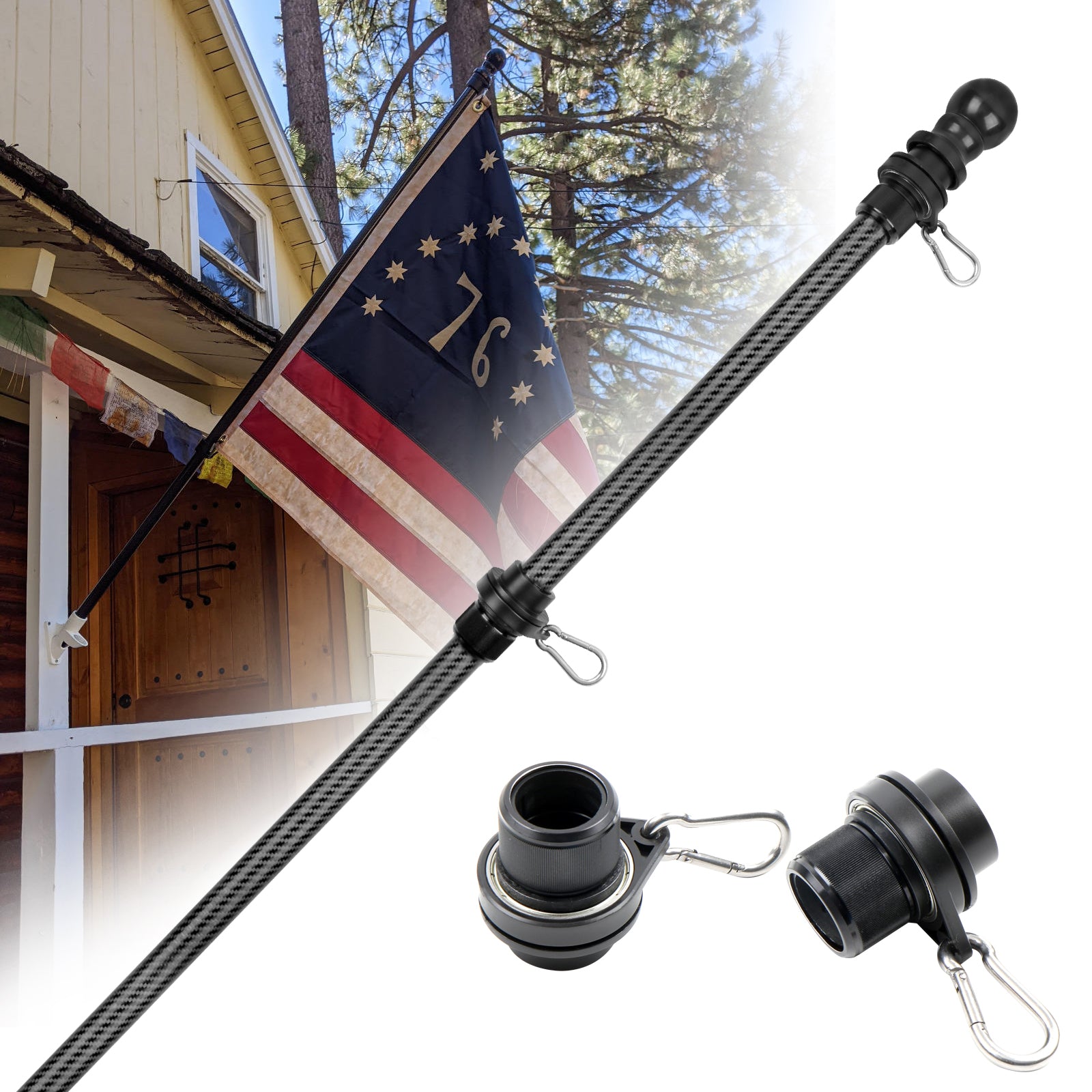 fishing rod flag holder 3FT/ 5FT Flagpole - Commercial, Outdoor, Residential Flag Pole