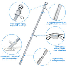 Load image into Gallery viewer, silver carbon fiber flagpole