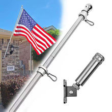 Load image into Gallery viewer, 6ft carbon fiber silver flagpole with gray bracket quality silver flagpole with mount 1 inch diameter flagpole for house