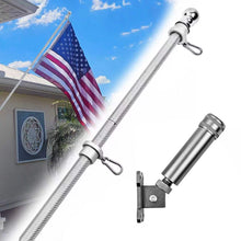 Load image into Gallery viewer, 8ft carbon fiber silver flagpole with gray bracket quality silver flagpole with mount 1 inch diameter flagpole for house
