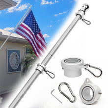 Load image into Gallery viewer, HIBLE Silver Carbon Fiber Flag Pole 1 Inch 8 FT Flag Pole for Outside House, Rust Free Flag Pole with Smooth Bearings Flag Pole Rings, 6 Sections Residential Flagpole (no Flag and no Bracket)