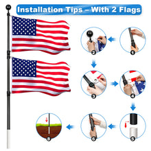 Load image into Gallery viewer, HIBLE 20 Feet Carbon Fiber Telescoping Flag Pole Inground with 2 Pairs Flag Pole Spinners