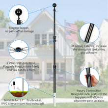 Load image into Gallery viewer, 6 Sections 1.7 Inch Large Diameter Telescoping Flag Pole Inground with 2 Pairs Flag Pole Spinners (No Bracket and Flag)