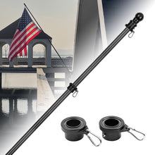 Load image into Gallery viewer, Carbon Fiber Spinning Pole (Black) - Spinning Tangle-Free Flag Pole for Home, Porch, Business, School, etc
