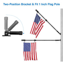 Load image into Gallery viewer, Two-Position Flagpole Bracket - The flagpole holder can be installed at a 45-degree upward angle or a 90-degree vertical angle. You can fly your flag horizontally or vertically with this easily adjustable bracket.