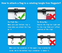 Load image into Gallery viewer, How to attach a flag to a rotating tangle free flagpole?