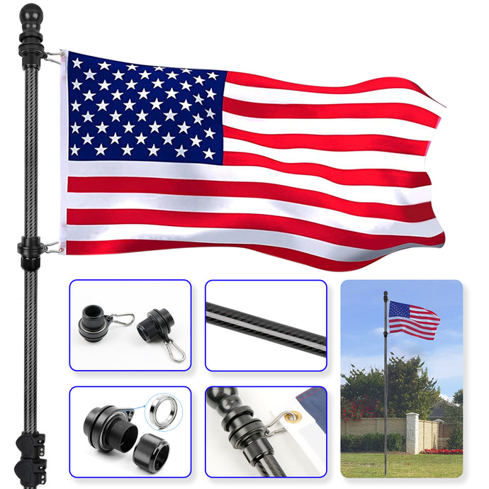 Ground outdoor Flag Pole for House, 12 FT Floor-Mounted or Handheld Telescoping outside Flag Pole