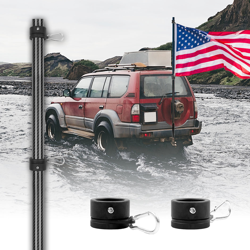 Carbon Fiber Flag Pole 6FT Two-piece Flag Pole For Truck Bed, Jeep, Vehicle, Pickup (1 1/4