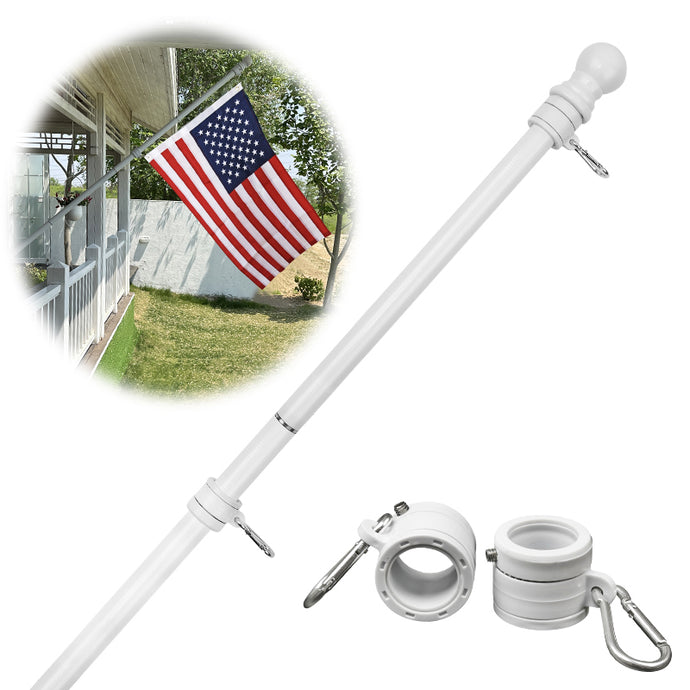 HIBLE White Flag Pole 1 Inch Carbon Fiber Flag Pole, 5 Foot Tangle Free Flagpoles for House Porch Residential 4 Sections Adjustable Flag Poles with Smooth Bearing Spinners (no Flag and no Bracket)