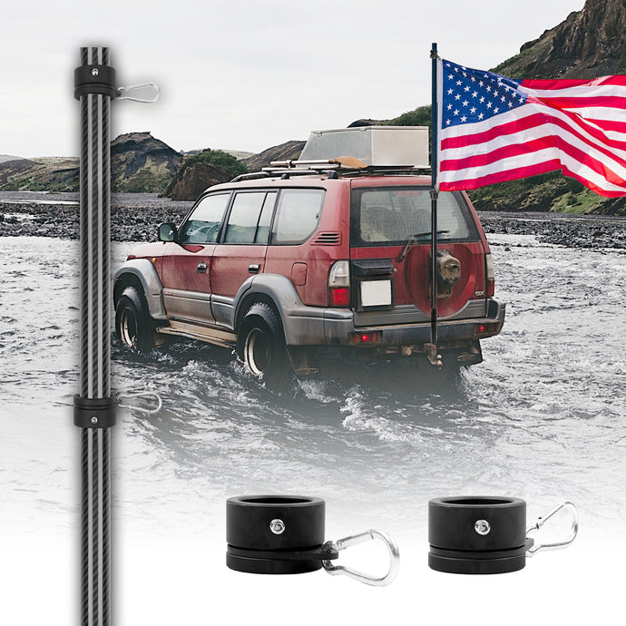 6FT 1.25 inch Truck Flag Pole, 1 1/4 Heavy Duty Carbon Fiber Flag Pole For Truck, Vehicle Flagpole For Truck Pickups Jeeps RVs SUVs Car, Reach 80+ MPH