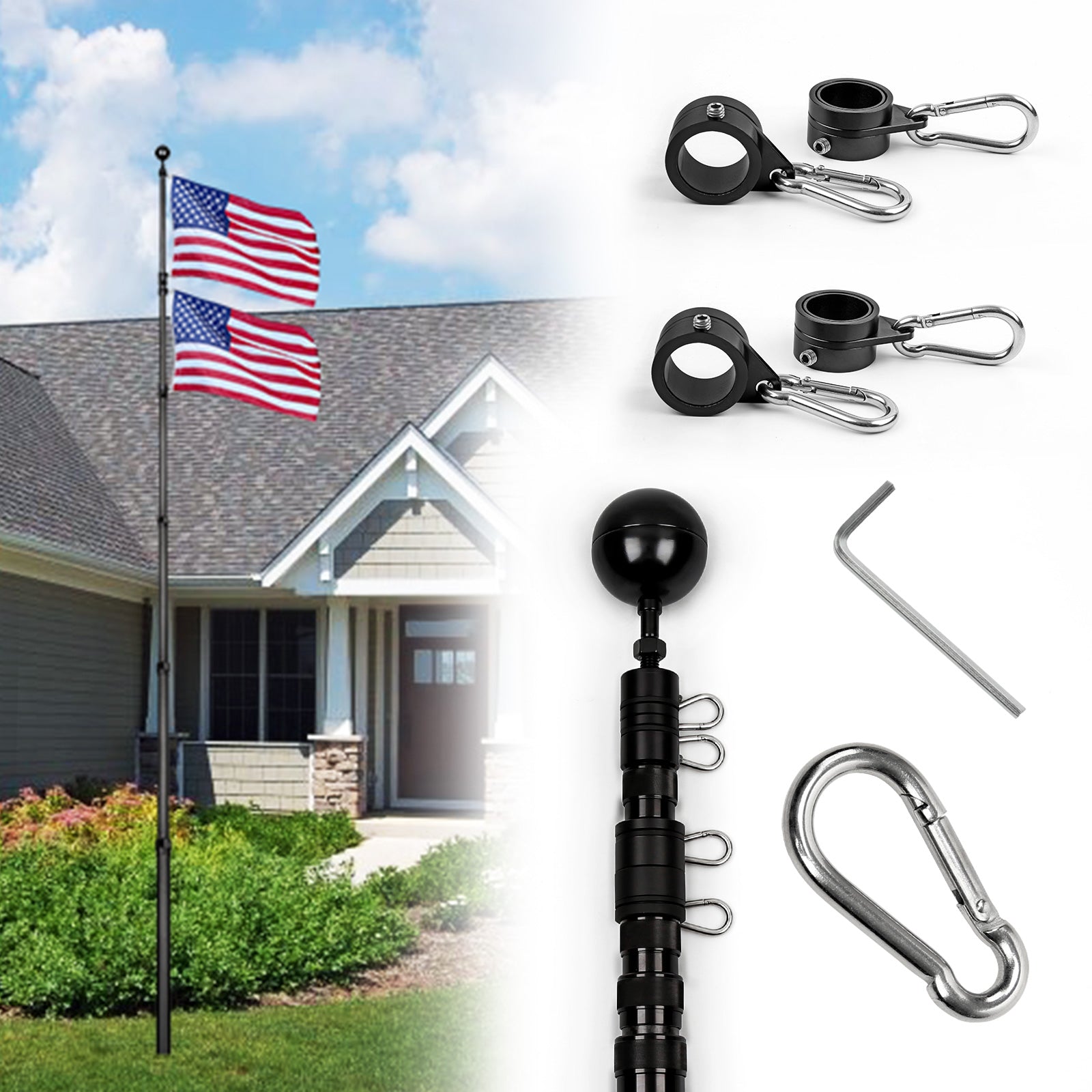 Top American Flag Poles for 2025 Flag Pole 20FT | HIBLE Carbon Fiber ...