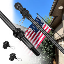 Load image into Gallery viewer, Carbon Fiber Black/Silver Flagpole 6FT Flag Pole For House (1" Diameter, 2-Section) - HIBLE
