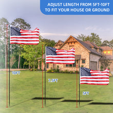 Load image into Gallery viewer, Adjustable Length - Black Flag Poles for Outside in Ground - 10FT Flag Pole For Yard Residential Commercial

