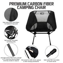 Load image into Gallery viewer, HIBLE Outdoor Folding Chair Portable Rest Moon Chair Kit for Hiking Fishing Beach (Black Carbon Fiber)
