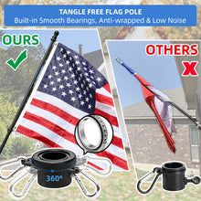 Load image into Gallery viewer, 10 FT Carbon Fiber Flagpole Kit for Yard - Tangle Free Outdoor Flag Poles with 3x5 American Flag for Residential or Commercial, Black
