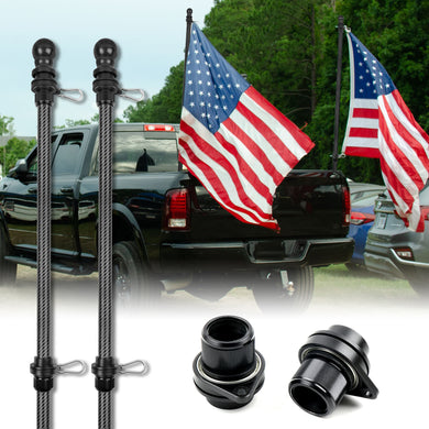 5 Foot Single Piece Carbon Fiber Flag Pole for Truck, Jeep, Pickup, RV