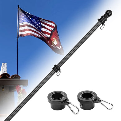 8ft Spinning Pole (Black) - Spinning Tangle-Free Flag Pole for Home, Porch, Business, School, etc