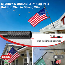 Load image into Gallery viewer, Carbon Fiber Black Flagpole 6FT Flag Pole For House (1" Diameter, 2-Section, Black) - HIBLE
