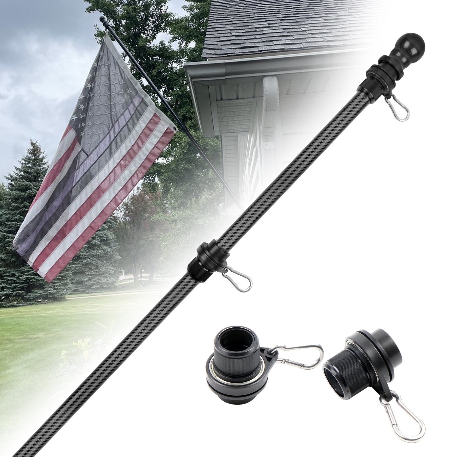 5FT Flagpole - Flag - Outdoor Decor - Carbon Fiber Flag Pole-HIBLE ...