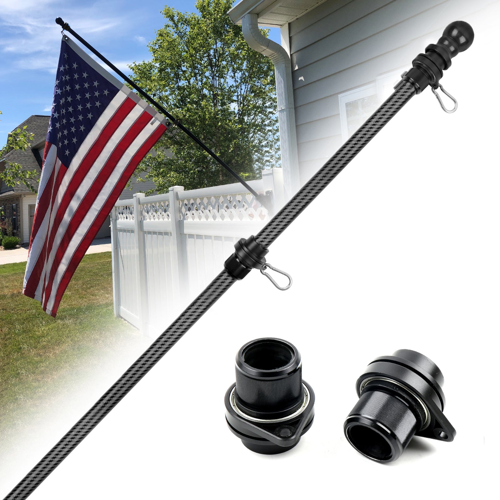 First File Pole 6 FT Flagpole - Commercial, Outdoor, Residential Flag Pole Kit - HIBLE ...