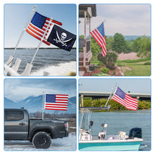 Load image into Gallery viewer, 3FT Pontoon Boat Flag Pole, Carbon Fiber Design Heavy Duty Flag Pole with Tangle Free Spinning Grommets, High Wind Flag Pole for Yachts, Marines, Sailing, Fishing Boats, Silver (Flag pole only)
