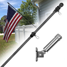 Load image into Gallery viewer, Carbon Fiber Black Flagpole 6FT/7FT/8FT Flag Pole For House With New Bracket (1" Diameter, Black) - HIBLE
