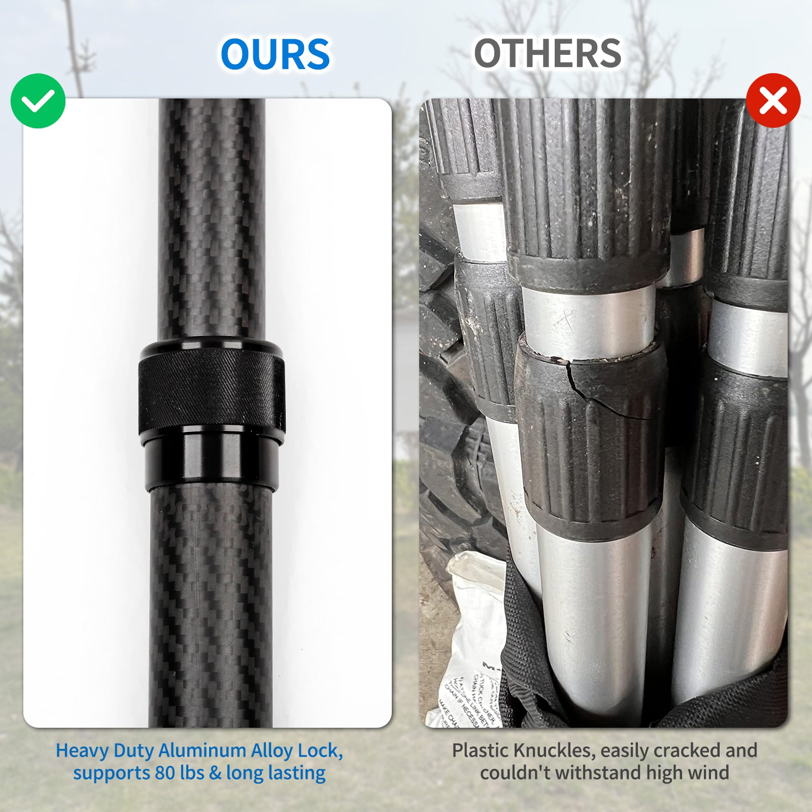 heavy duty tarp pole HIBLE Carbon Fiber Tarp Poles for Shelter, Tent, Canopy, Awning(8.2FT)