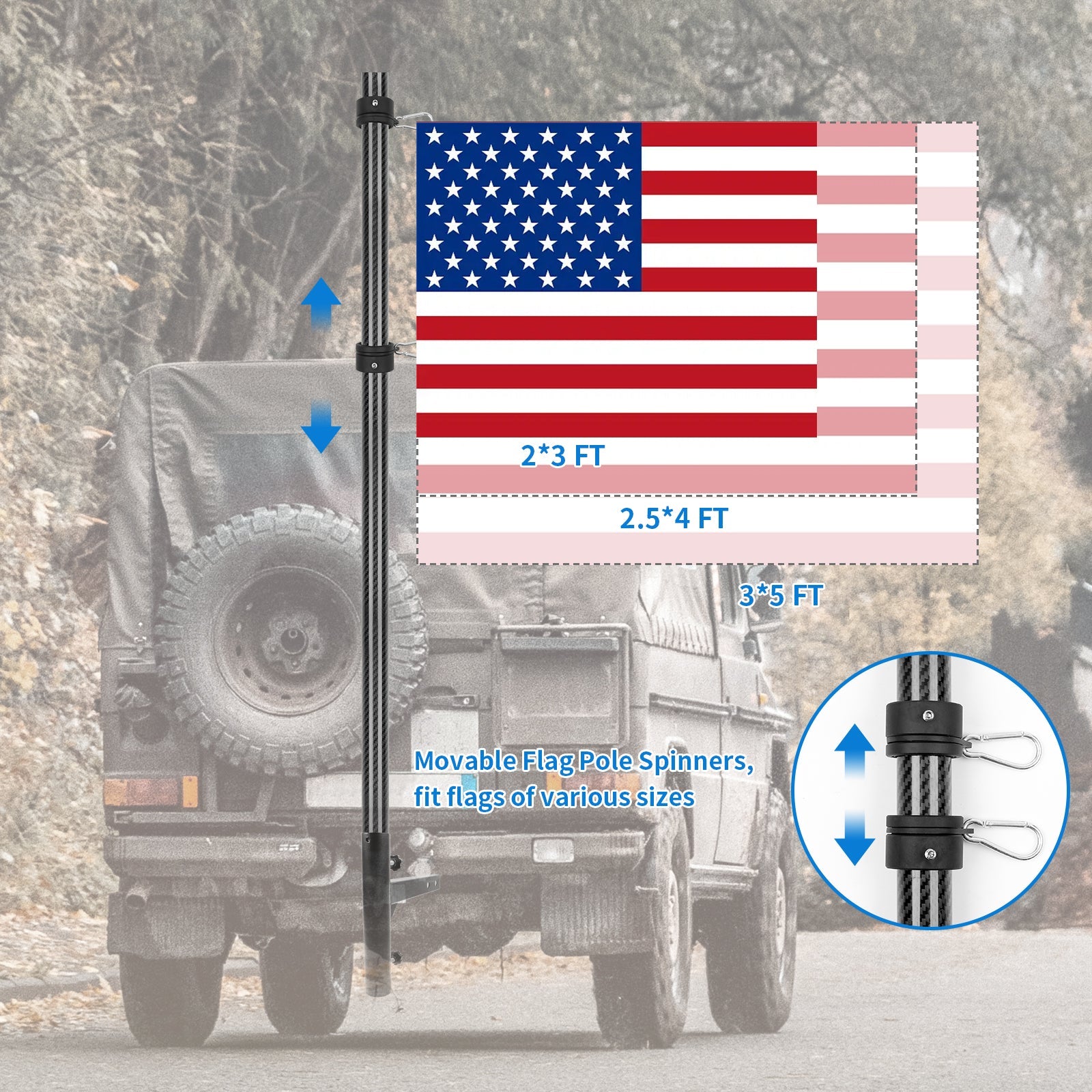 YARNOW Vehicle Flagpole Telescopic Flag Pole Outdoor Flag - View #11
