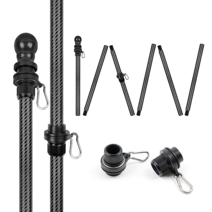 7ft black carbon fiber flagpole tangle-free flagpole