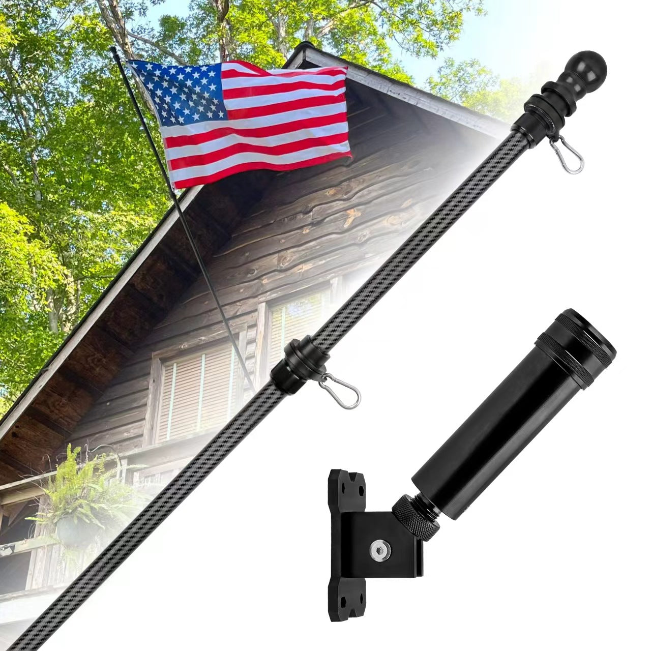 7FT Flag Poles: Black Flagpoles for House Garden Yard - HIBLE Carbon ...