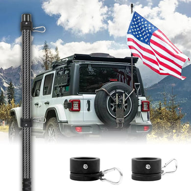 HIBLE 7 Feet Carbon Fiber Flag Pole for Truck, Jeep, Car, Pickup, RV