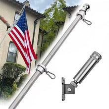 Load image into Gallery viewer, 7ft carbon fiber silver flagpole with gray bracket quality silver flagpole with mount 1 inch diameter flagpole for house
