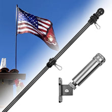 Load image into Gallery viewer, Carbon Fiber Spinning Pole (Black) - Spinning Tangle-Free Flag Pole for Home, Porch, Business, Commercial
