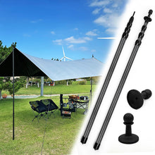 Load image into Gallery viewer, Telescoping Tarp Poles Set of 2 – Adjustable Carbon Fiber Rods for Tents and Tarps –Tarp Pole Light, USB Rechargeable LED Point Guard for Camping, Hiking, Biking, Fishing, Festivals, Parties

