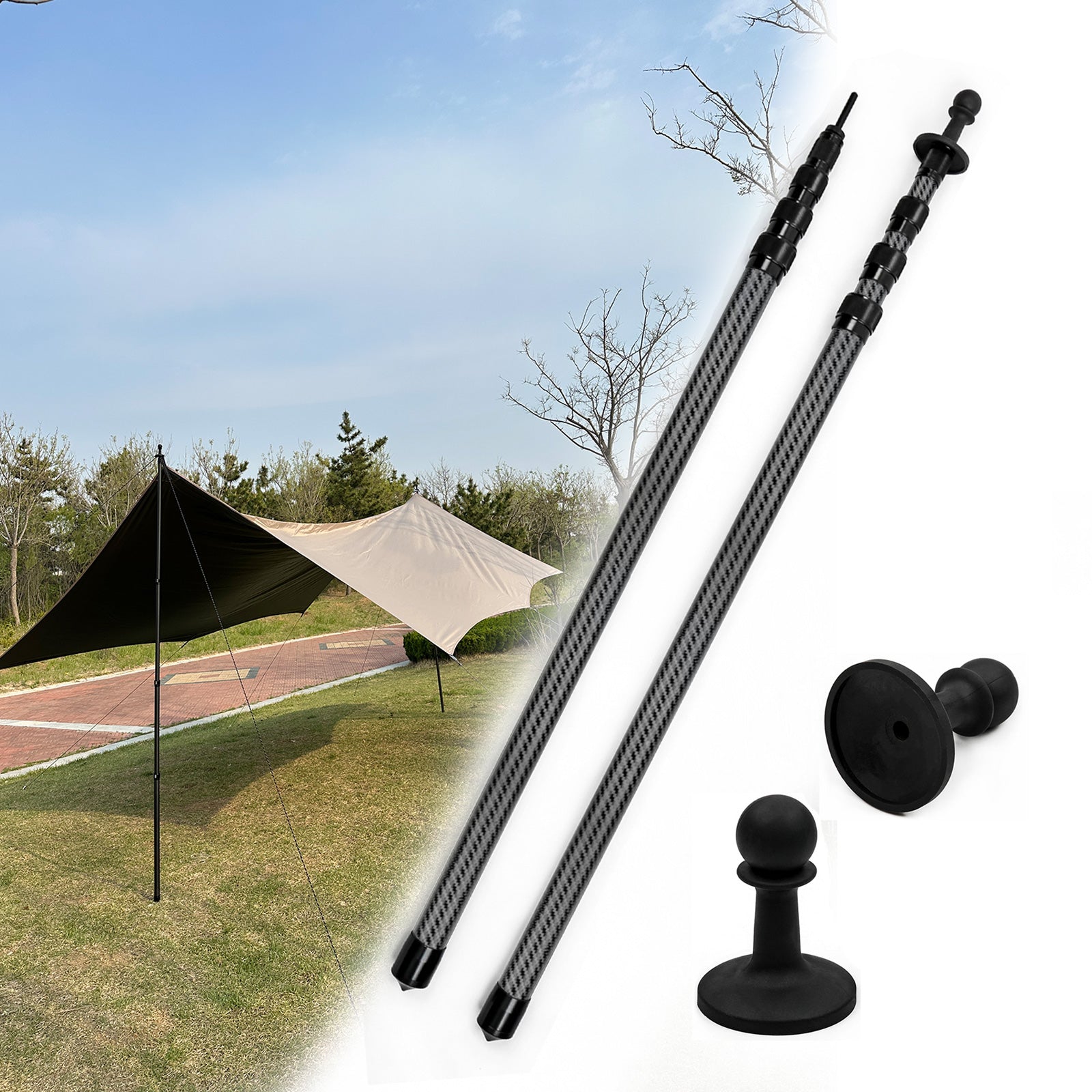 carbon fiber tent poles HIBLE Carbon Fiber Tarp Poles for Shelter, Tent, Canopy, Awning(8.2FT)