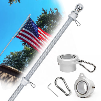 6 FT Carbon Fiber Flag Pole with Built-in Bearings Tangle Free Spinning Flag Pole Rings 5 Sections Residential Flagpole