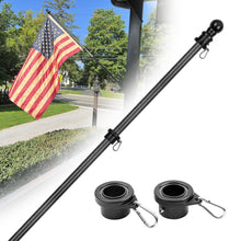 Load image into Gallery viewer, 5FT Flag Pole Kit for House with American Flag-Black Flagpole
