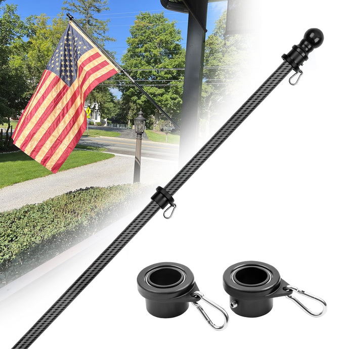5FT Flag Pole Kit for House with American Flag-Black Flagpole