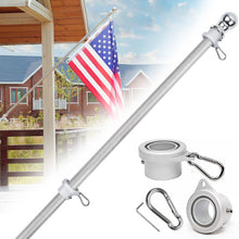 Load image into Gallery viewer, Silver Flag Pole for House - 5ft Tangle Free Flag Pole Kit for Outside - 1 Inch Carbon Fiber Sturdy for Porch, Yard, Boat, Truck
