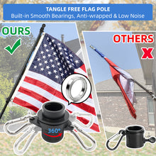 Load image into Gallery viewer, Carbon Fiber Flagpole Kit for Yard - Tangle Free Outdoor Flag Poles for 3x5 American Flag for Residential or Commercial, Black
