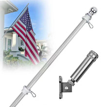 Load image into Gallery viewer, Carbon Fiber Silver Flagpole 6FT/7FT/8FT Flag Pole For House With New Bracket (1" Diameter, Silver) - HIBLE
