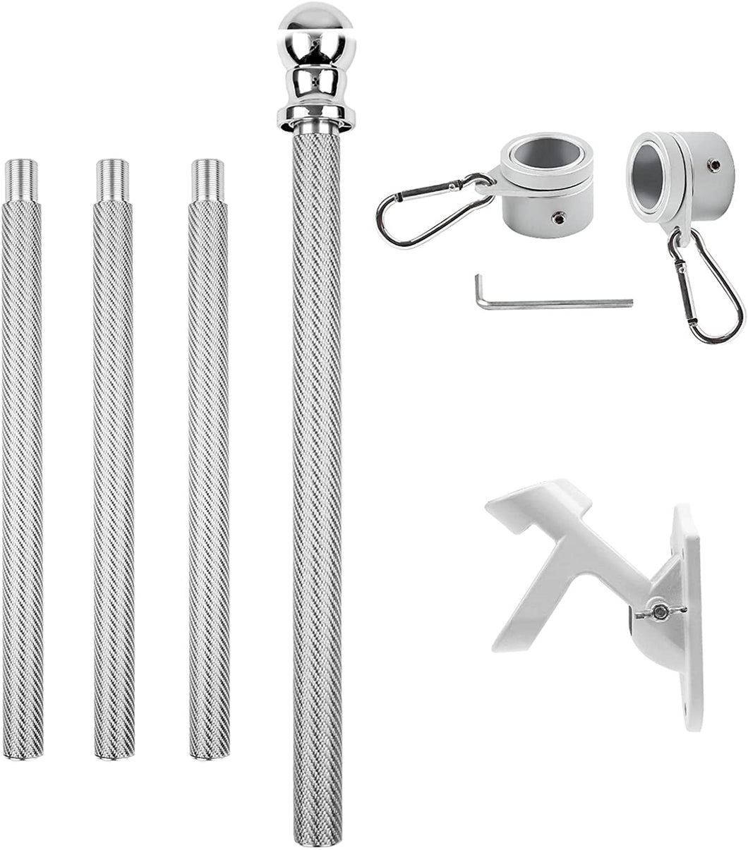 HIBLE 5FT flagpole kit, Suitable for 2x3, 3x5 Flag Heavy Garden flagpole, Home or Commercial