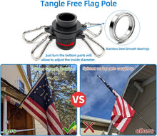Load image into Gallery viewer, This HIBLE residential flag poles are equipped with New Designed Built-in Smooth Bearings 360° rotating spinners which make the flag flutter freely and protect your flag from being tangled. Just do not stretch the flag very tightly in case the rings cannot rotate freely. This 5ft flag pole consists of 4 sections poles. You could adjust the length from 1.3FT to 5FT according to your needs.
