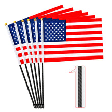 Load image into Gallery viewer, HIBLE 6 Pack Hand Held Small Mini Flags USA 5*8 Inch Carbon Fiber Flag Poles
