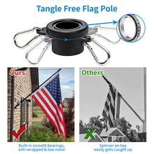 Load image into Gallery viewer, 1 Inch Single Piece Tangle Free Flag Poles with Smooth Bearings Flag Pole Rings
