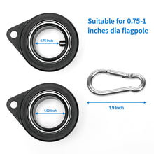 Load image into Gallery viewer, Tangle Free Flag Pole Clips for 0.75-1.02&quot; Pole (1 Inch, Black)
