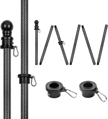 8ft Spinning Pole (Black) - Spinning Tangle-Free Flag Pole for Home, Porch, Business, School, etc