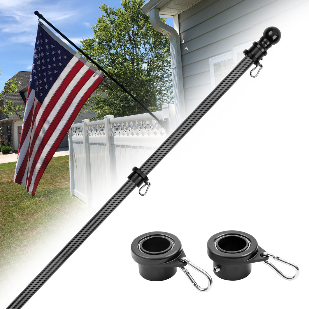 6FT Flagpole Kit for American Flag - Professional Carbon Fiber Flag Pole for House Garden Yard